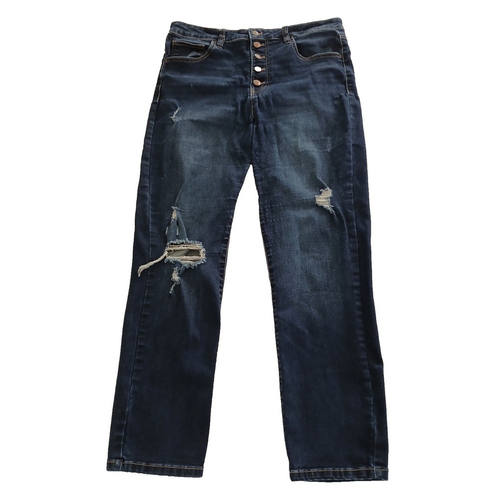 No Boundaries Button Front Distressed Women's Jeans Size 16